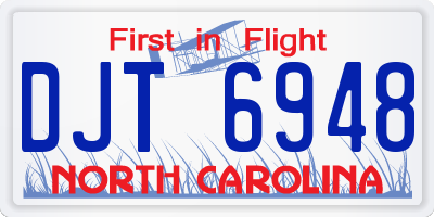 NC license plate DJT6948