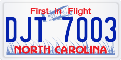 NC license plate DJT7003