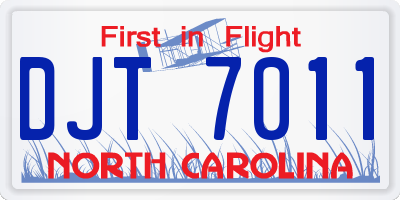 NC license plate DJT7011
