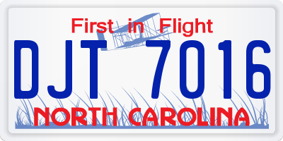 NC license plate DJT7016