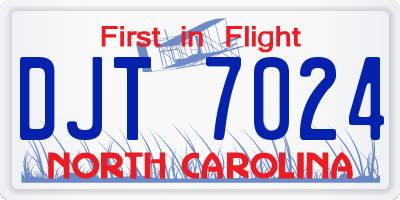 NC license plate DJT7024