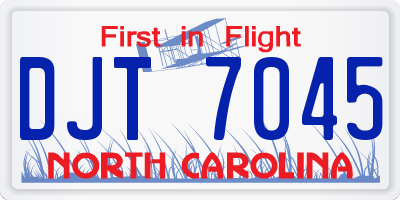 NC license plate DJT7045