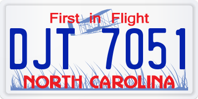 NC license plate DJT7051