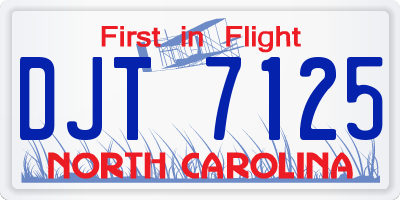 NC license plate DJT7125