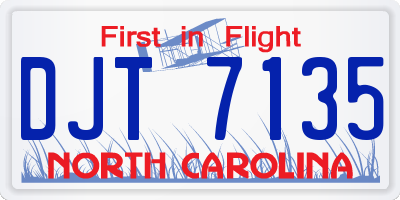 NC license plate DJT7135