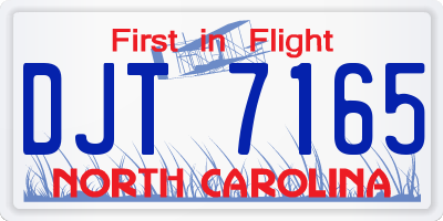 NC license plate DJT7165