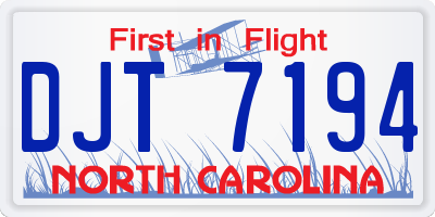 NC license plate DJT7194