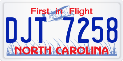 NC license plate DJT7258