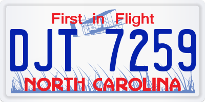NC license plate DJT7259