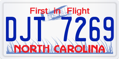 NC license plate DJT7269