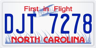 NC license plate DJT7278