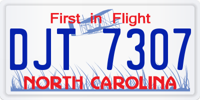 NC license plate DJT7307