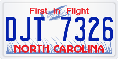 NC license plate DJT7326