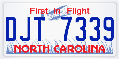NC license plate DJT7339