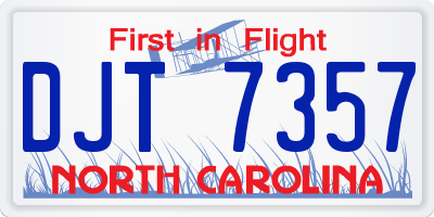 NC license plate DJT7357