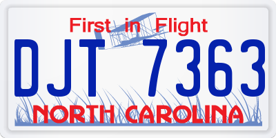 NC license plate DJT7363