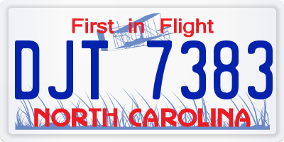 NC license plate DJT7383