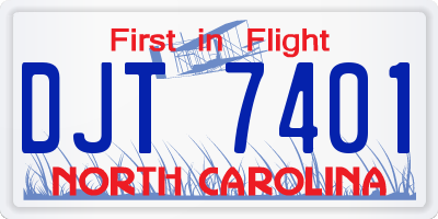 NC license plate DJT7401