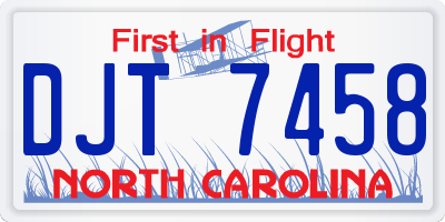 NC license plate DJT7458