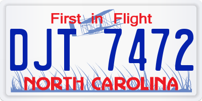 NC license plate DJT7472