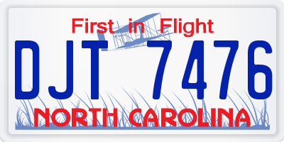 NC license plate DJT7476