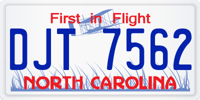NC license plate DJT7562