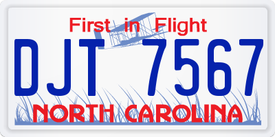 NC license plate DJT7567
