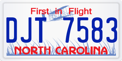 NC license plate DJT7583