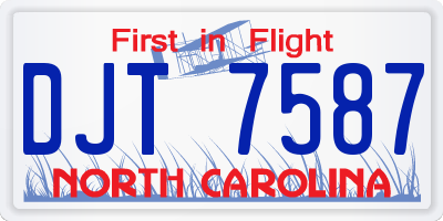NC license plate DJT7587