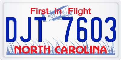 NC license plate DJT7603