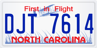 NC license plate DJT7614