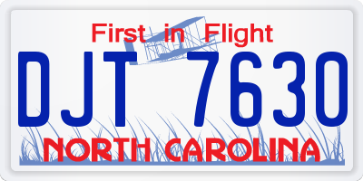 NC license plate DJT7630