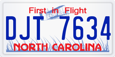NC license plate DJT7634