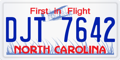 NC license plate DJT7642