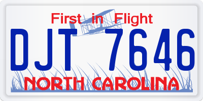 NC license plate DJT7646