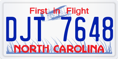 NC license plate DJT7648
