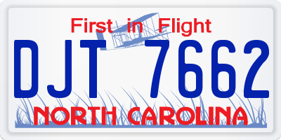 NC license plate DJT7662