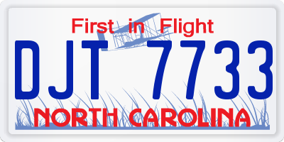 NC license plate DJT7733