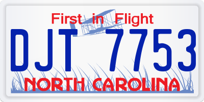 NC license plate DJT7753