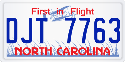 NC license plate DJT7763