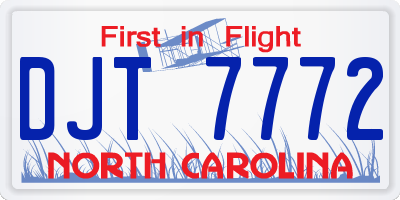 NC license plate DJT7772