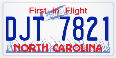 NC license plate DJT7821