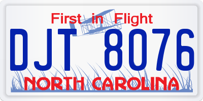 NC license plate DJT8076