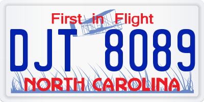NC license plate DJT8089