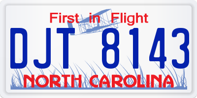 NC license plate DJT8143