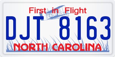 NC license plate DJT8163