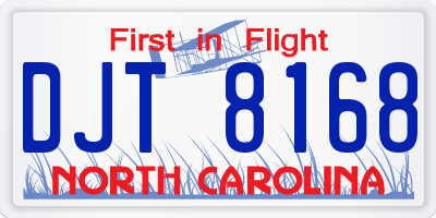 NC license plate DJT8168