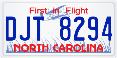 NC license plate DJT8294
