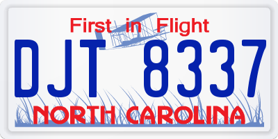 NC license plate DJT8337