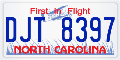 NC license plate DJT8397